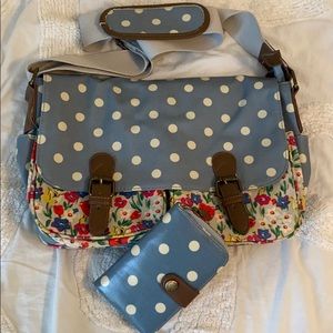 Kath Kidson Esque over the shoulder bag and wallet